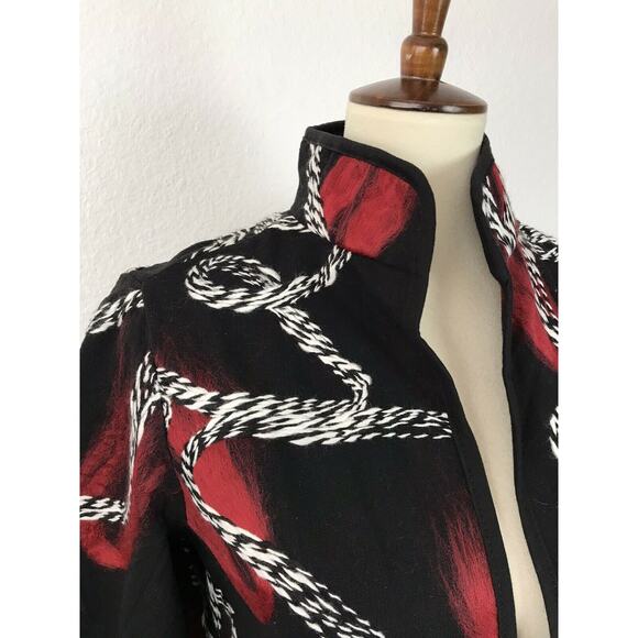 Kaktus Open Front Embroidered Print Jacket - Picture 4 of 12